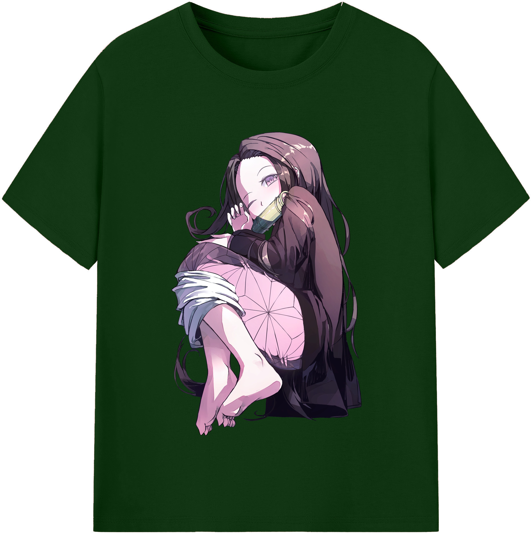 （画像用） 鬼滅の刃（きめつのやいば）竈門 禰󠄀豆子／かまど ねずこ Kamado Nezuko 綿100％半袖Tシャツ（フロントプリント）